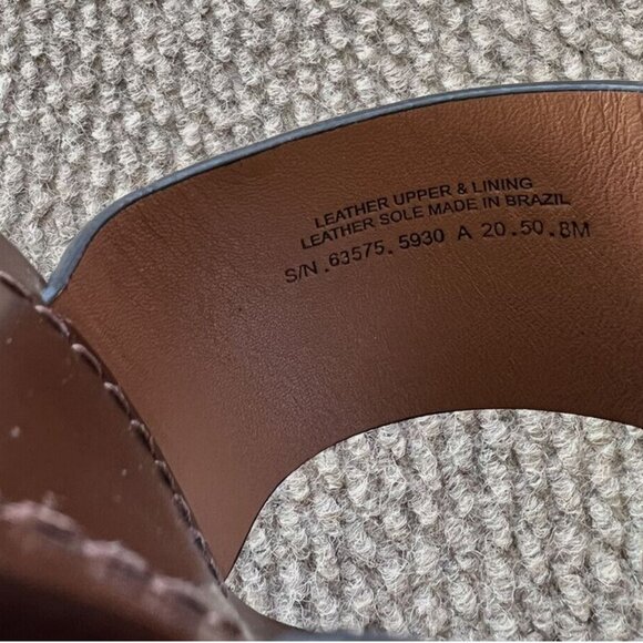 BRAND NEW Tory Burch sz 6.5 Patos Disk Leather Sandal Mou Brown / Gold - Picture 2 of 6